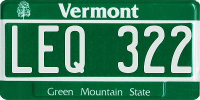 VT license plate LEQ322