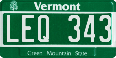 VT license plate LEQ343