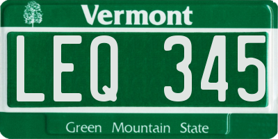 VT license plate LEQ345