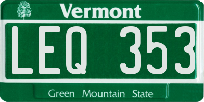 VT license plate LEQ353