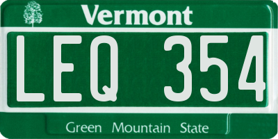 VT license plate LEQ354