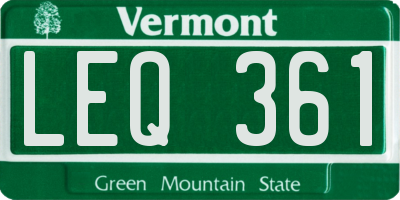 VT license plate LEQ361