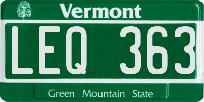 VT license plate LEQ363