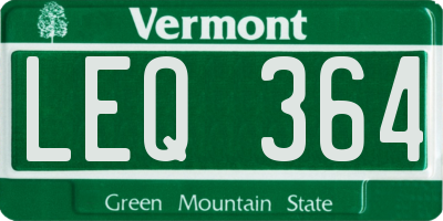VT license plate LEQ364