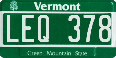 VT license plate LEQ378