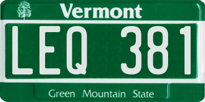 VT license plate LEQ381