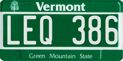 VT license plate LEQ386