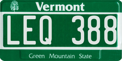VT license plate LEQ388