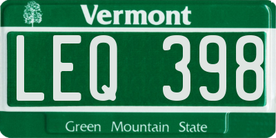 VT license plate LEQ398