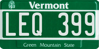 VT license plate LEQ399
