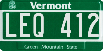 VT license plate LEQ412