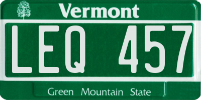 VT license plate LEQ457