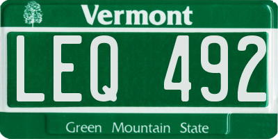 VT license plate LEQ492