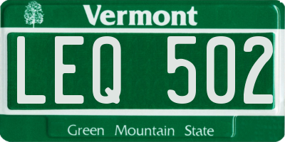 VT license plate LEQ502