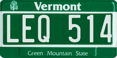 VT license plate LEQ514