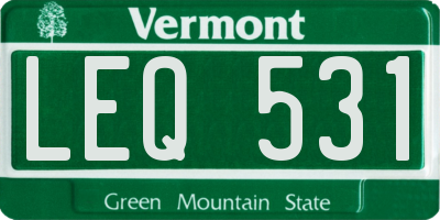 VT license plate LEQ531