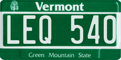 VT license plate LEQ540