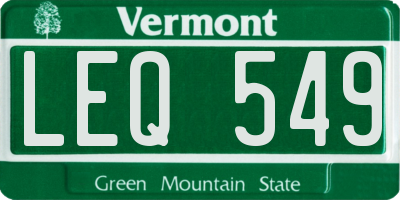 VT license plate LEQ549