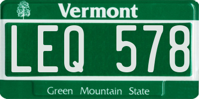 VT license plate LEQ578