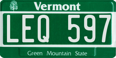 VT license plate LEQ597