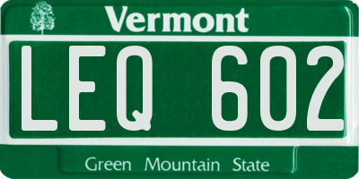 VT license plate LEQ602