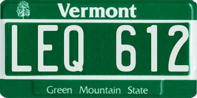VT license plate LEQ612