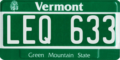 VT license plate LEQ633
