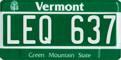VT license plate LEQ637