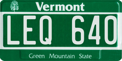 VT license plate LEQ640