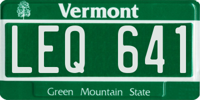 VT license plate LEQ641
