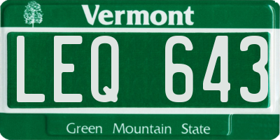 VT license plate LEQ643