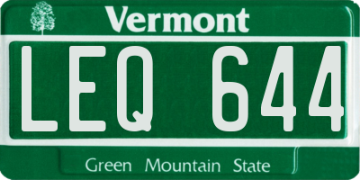VT license plate LEQ644