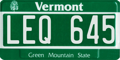 VT license plate LEQ645