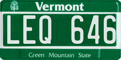 VT license plate LEQ646