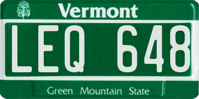 VT license plate LEQ648
