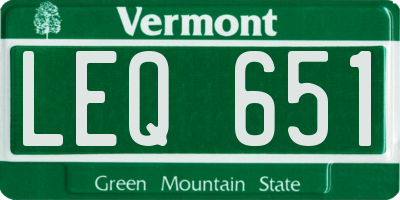 VT license plate LEQ651