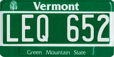 VT license plate LEQ652