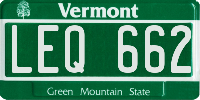 VT license plate LEQ662