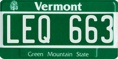 VT license plate LEQ663