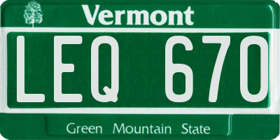 VT license plate LEQ670