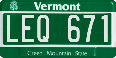 VT license plate LEQ671