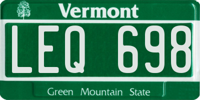 VT license plate LEQ698