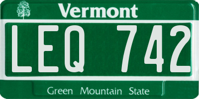 VT license plate LEQ742