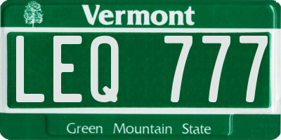 VT license plate LEQ777
