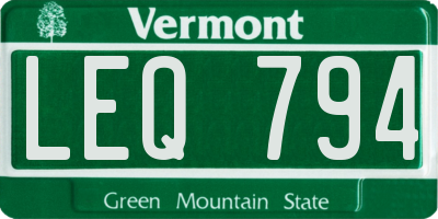 VT license plate LEQ794