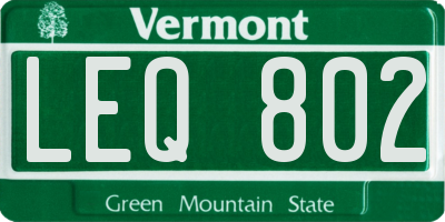 VT license plate LEQ802