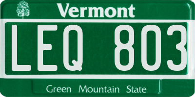 VT license plate LEQ803