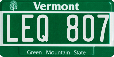 VT license plate LEQ807