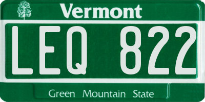 VT license plate LEQ822