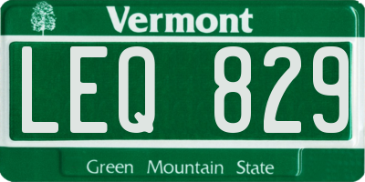 VT license plate LEQ829